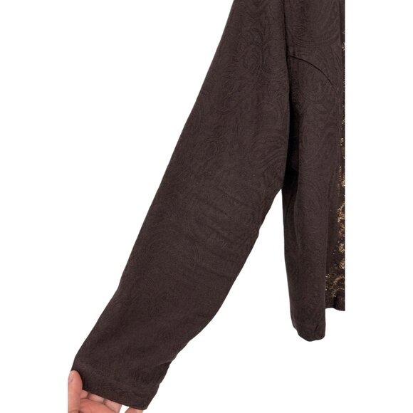 Chicos Brown Embroidered Open Front Long Sleeve Paisley Pattern Jacket Sz 2 US L - Picture 2 of 7